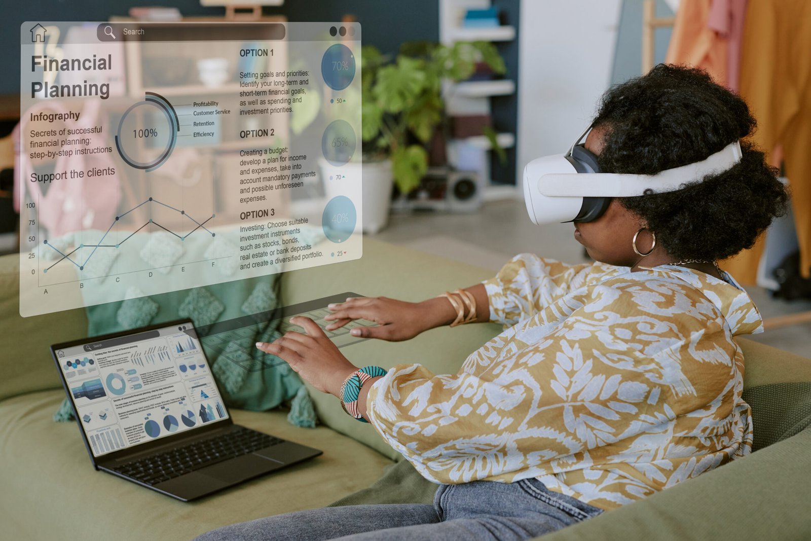 Woman Experiencing Virtual Reality Technology